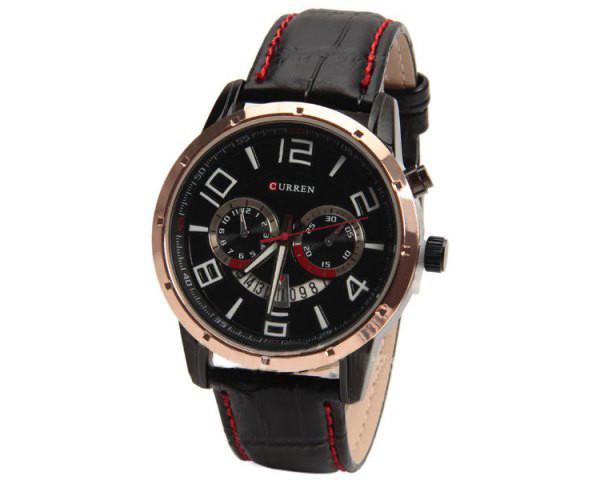 Curren Quartz Watch with Leather Band (Black 4.7cm Dial) Unisex - Champagne 